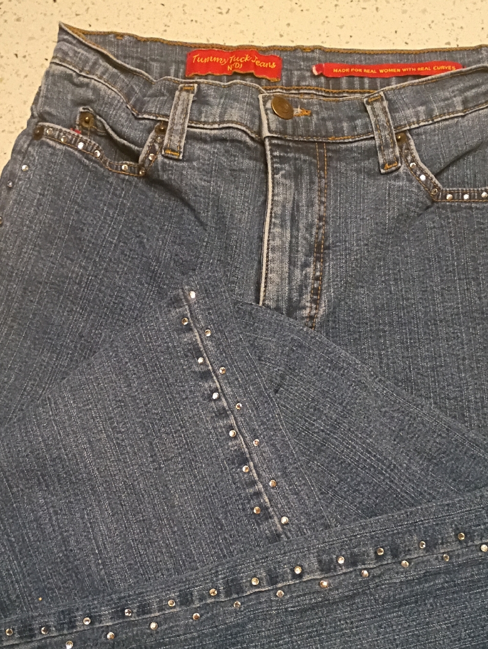 NYDJ Boot-Cut Jeans with Silver Stud Trim - Indigo